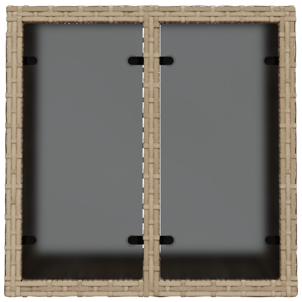 Tavolo da Giardino Piano in Vetro Beige 55x55x37 cm Polyrattan | homemem39
