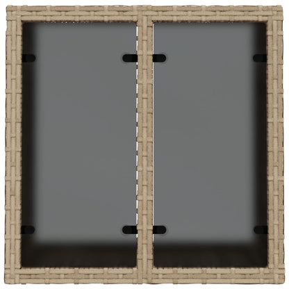 Tavolo da Giardino Piano in Vetro Beige 55x55x37 cm Polyrattan | homemem39