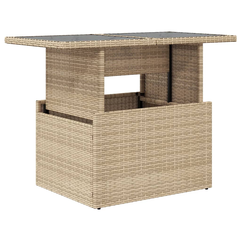 Tavolo da Giardino Piano in Vetro Beige 100x55x73 cm Polyrattan