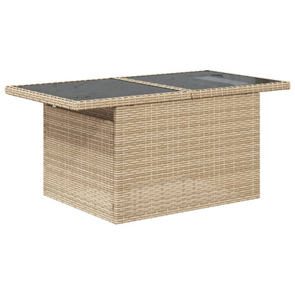 Tavolo da Giardino Piano in Vetro Beige 100x55x73 cm Polyrattan