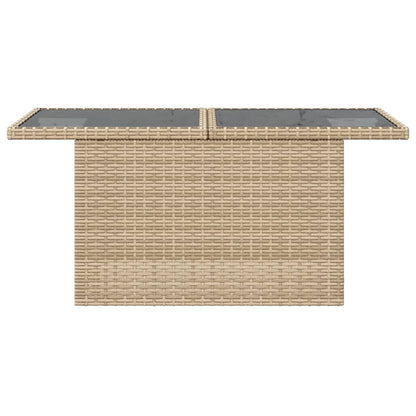 Tavolo da Giardino Piano in Vetro Beige 100x55x73 cm Polyrattan