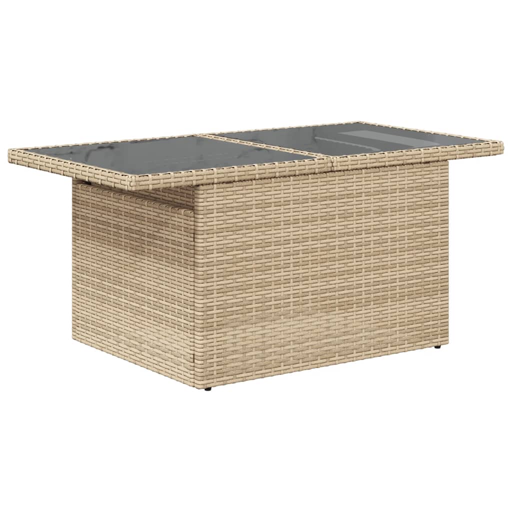 Tavolo da Giardino Piano in Vetro Beige 100x55x73 cm Polyrattan