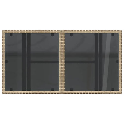 Tavolo da Giardino Piano in Vetro Beige 100x55x73 cm Polyrattan