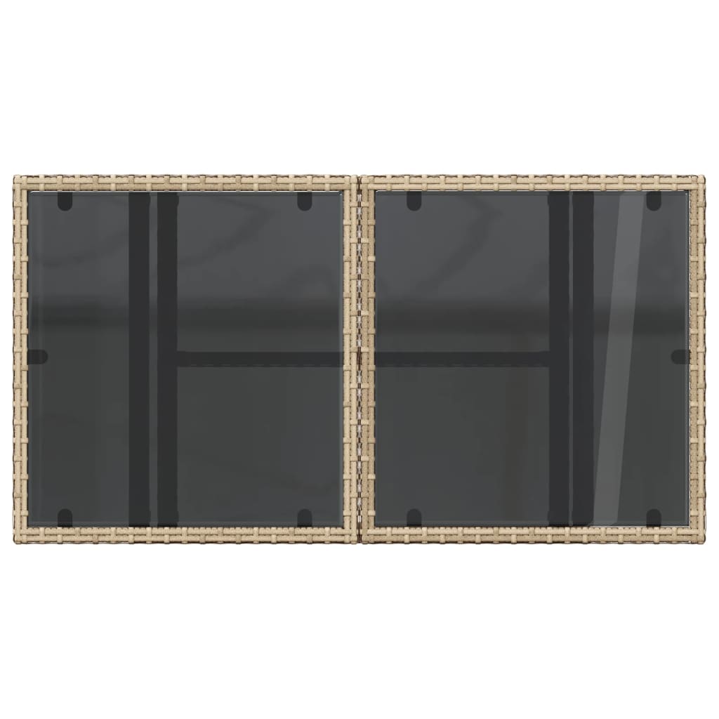 Tavolo da Giardino Piano in Vetro Beige 100x55x73 cm Polyrattan