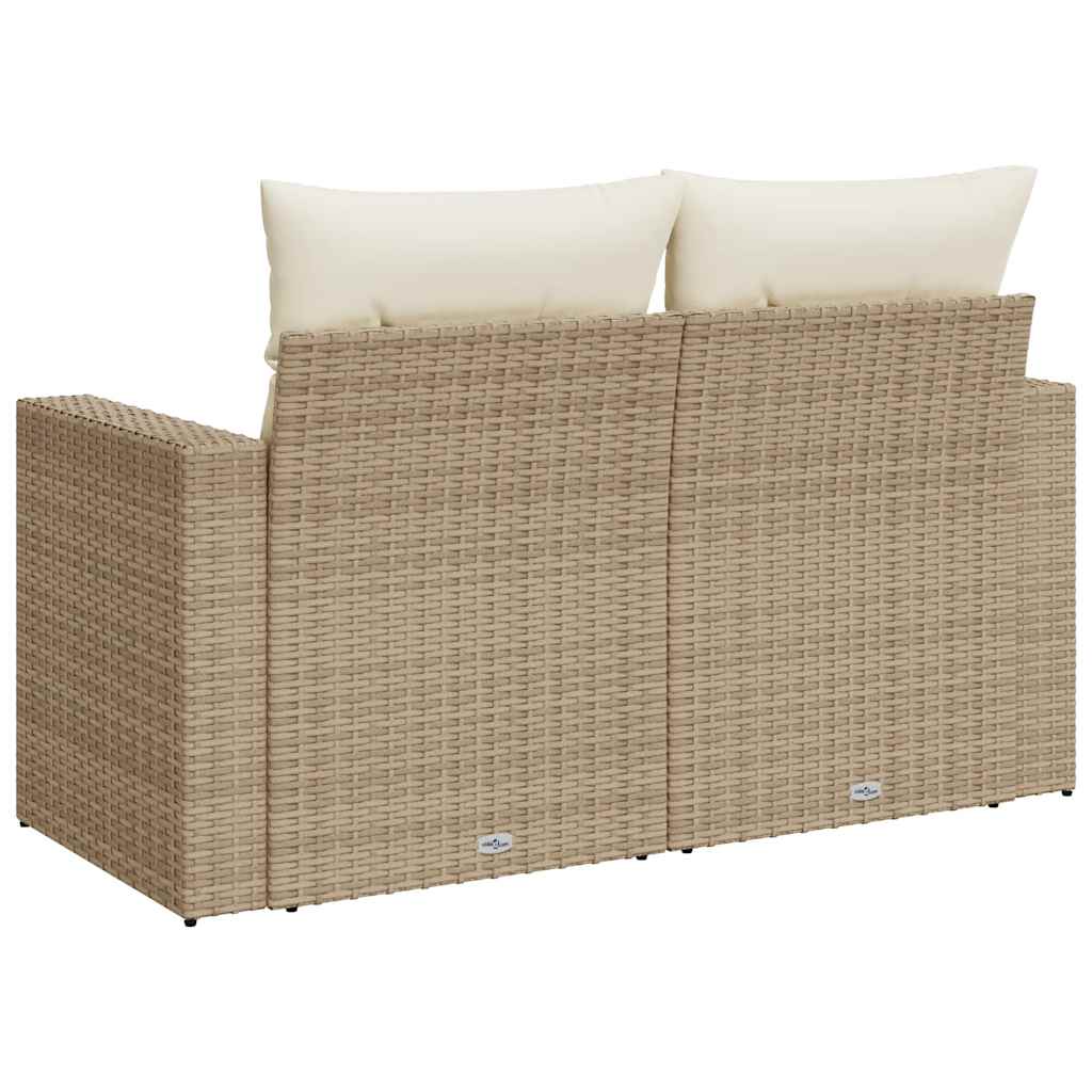 Divano da Giardino con Cuscini a 2 Posti Beige in Polyrattan | homemem39