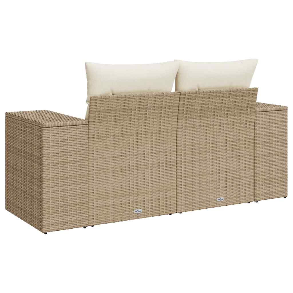 Divano da Giardino con Cuscini a 2 Posti Beige in Polyrattan - homemem39
