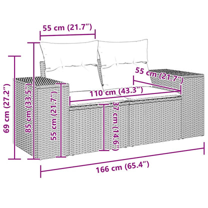 Divano da Giardino con Cuscini a 2 Posti Beige in Polyrattan - homemem39