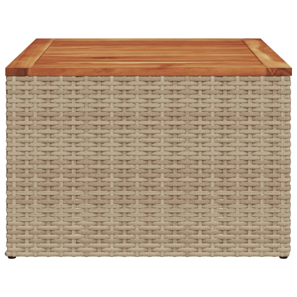 Tavolo da Giardino Beige 55x55x37 cm Polyrattan e Legno Acacia | homemem39