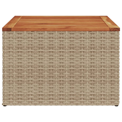 Tavolo da Giardino Beige 55x55x37 cm Polyrattan e Legno Acacia | homemem39