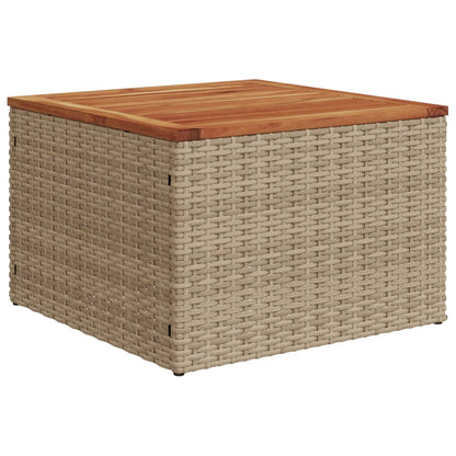 Tavolo da Giardino Beige 55x55x37 cm Polyrattan e Legno Acacia | homemem39