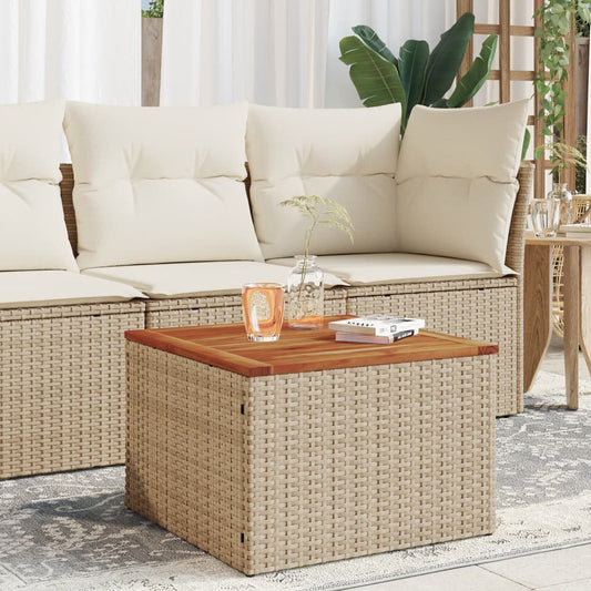 Tavolo da Giardino Beige 55x55x37 cm Polyrattan e Legno Acacia | homemem39