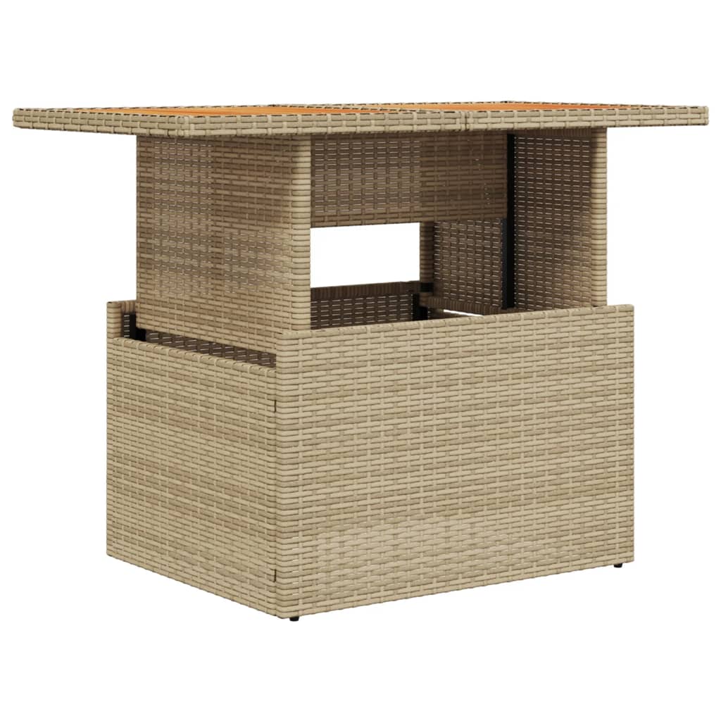 Tavolo da Giardino Beige 100x55x73 cm Polyrattan e Legno Acacia