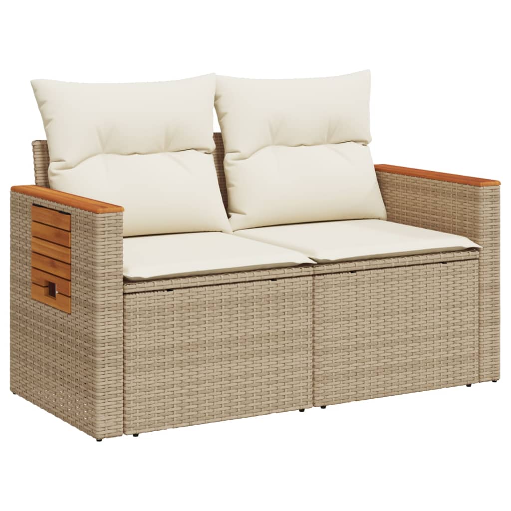 Divano da Giardino con Cuscini a 2 Posti Beige in Polyrattan - homemem39