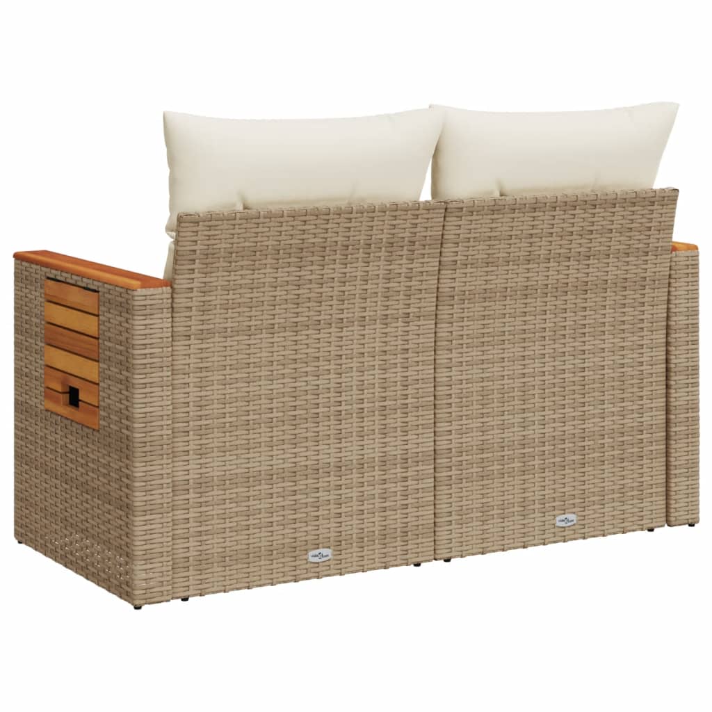 Divano da Giardino con Cuscini a 2 Posti Beige in Polyrattan - homemem39