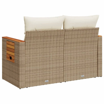 Divano da Giardino con Cuscini a 2 Posti Beige in Polyrattan - homemem39