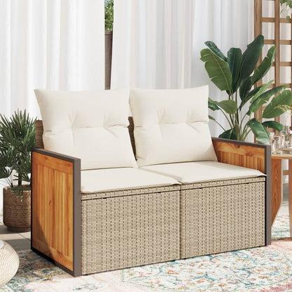 Divano da Giardino con Cuscini a 2 Posti Beige in Polyrattan - homemem39