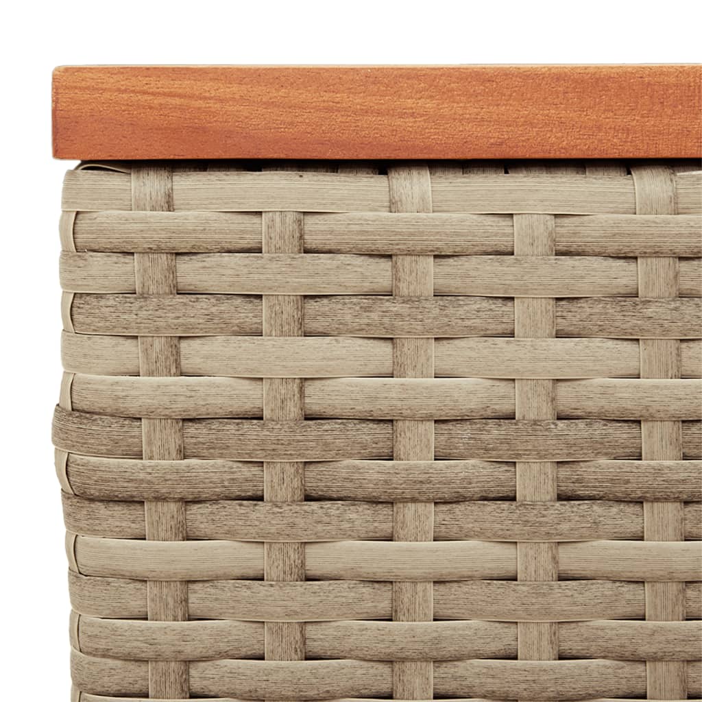 Tavolini Giardino 2pz Beige 55x34x37 Polyrattan Legno Massello