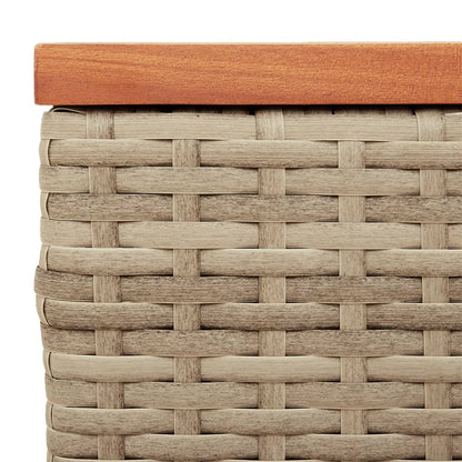 Tavolini Giardino 2pz Beige 55x34x37 Polyrattan Legno Massello