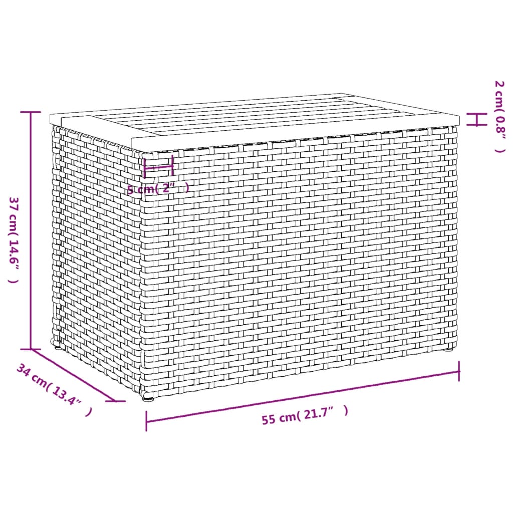 Tavolini Giardino 2pz Beige 55x34x37 Polyrattan Legno Massello