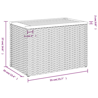 Tavolini Giardino 2pz Beige 55x34x37 Polyrattan Legno Massello