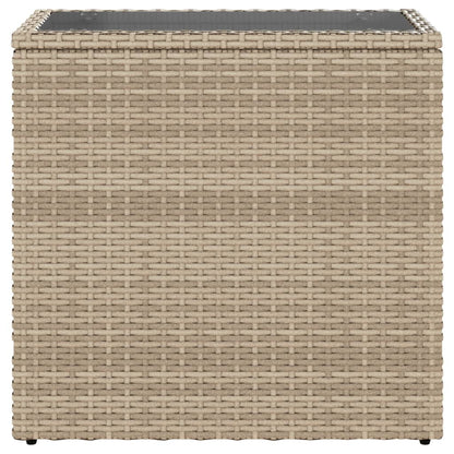 Tavolino da Giardino Piano Vetro Beige 58x27,5x55 cm Polyrattan | homemem39