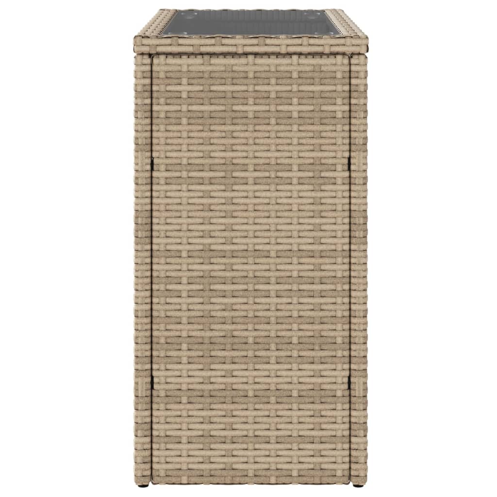 Tavolino da Giardino Piano Vetro Beige 58x27,5x55 cm Polyrattan | homemem39