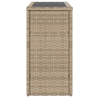 Tavolino da Giardino Piano Vetro Beige 58x27,5x55 cm Polyrattan | homemem39