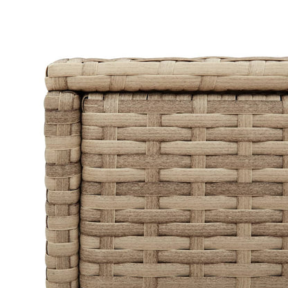 Tavolino da Giardino Piano Vetro Beige 58x27,5x55 cm Polyrattan | homemem39