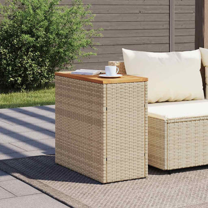 Tavolo da Giardino Piano in Legno Beige 58x27,5x55cm Polyrattan | homemem39