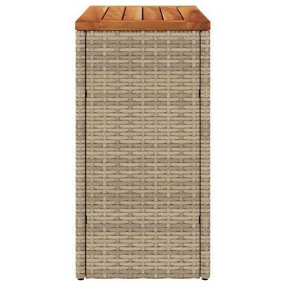 Tavolo da Giardino Piano in Legno Beige 58x27,5x55cm Polyrattan