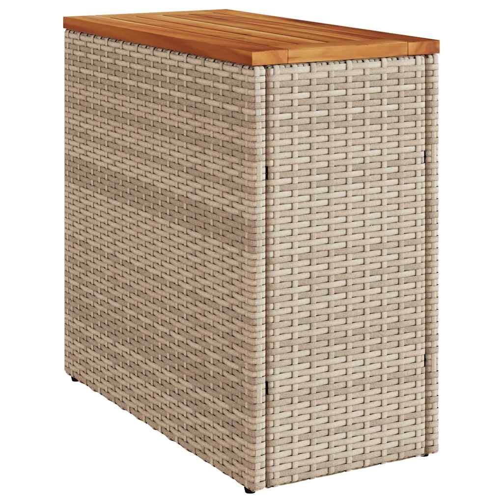 Tavolo da Giardino Piano in Legno Beige 58x27,5x55cm Polyrattan | homemem39