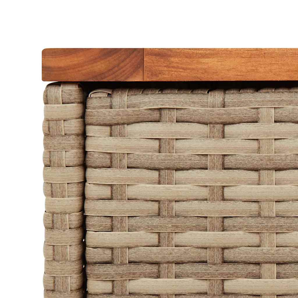 Tavolo da Giardino Piano in Legno Beige 58x27,5x55cm Polyrattan | homemem39