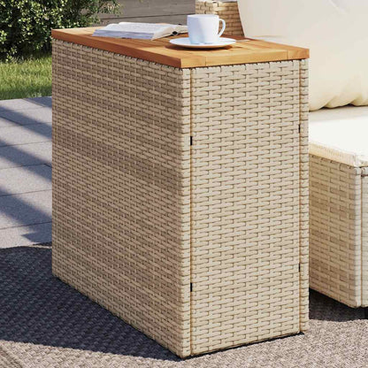 Tavolo da Giardino Piano in Legno Beige 58x27,5x55cm Polyrattan | homemem39