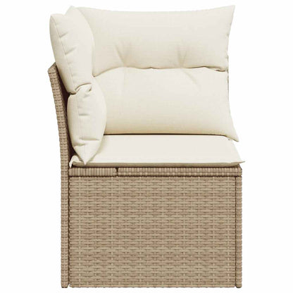 Divano Angolare da Giardino con Cuscini Beige in Polyrattan | homemem39