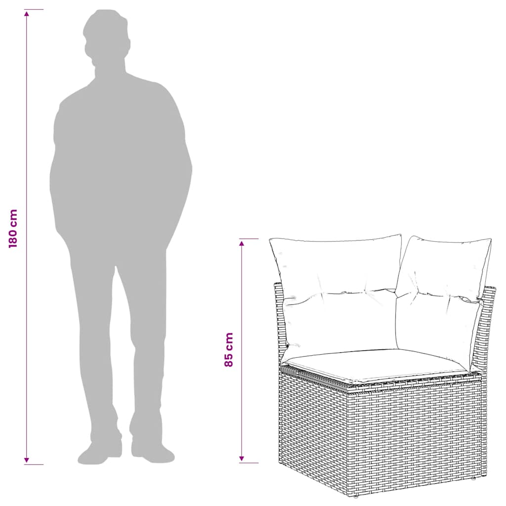 Divano Angolare da Giardino con Cuscini Beige in Polyrattan | homemem39
