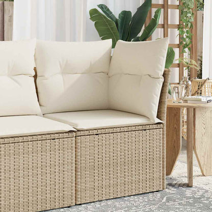 Divano Angolare da Giardino con Cuscini Beige in Polyrattan | homemem39