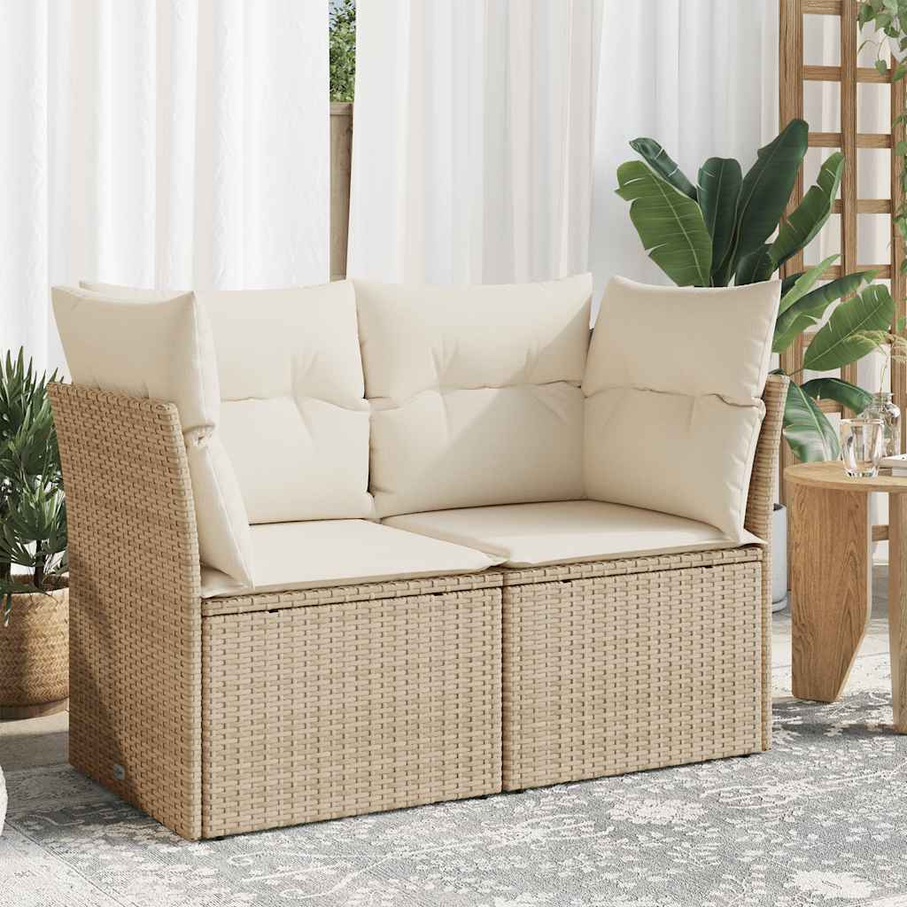 Divano da Giardino con Cuscini a 2 Posti Beige in Polyrattan | homemem39