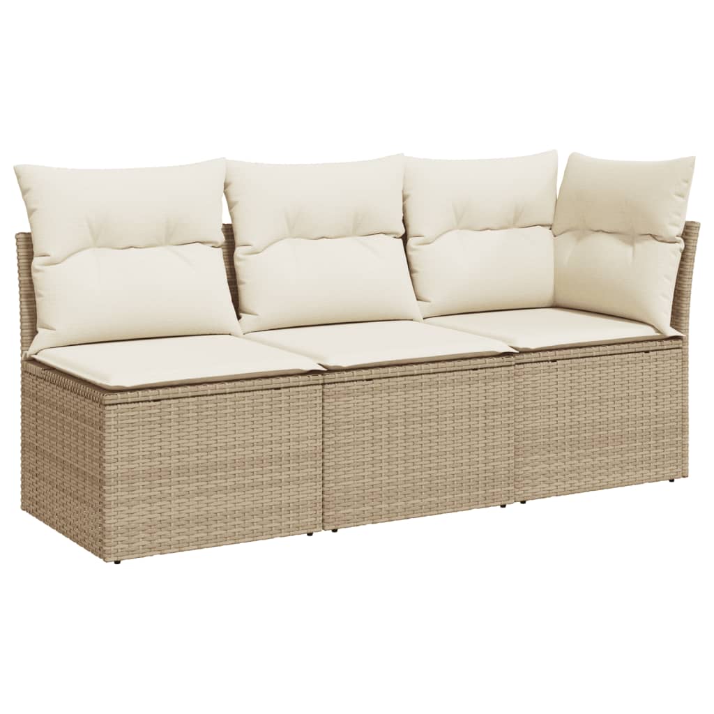 Divano da Giardino con Cuscini a 3 Posti Beige in Polyrattan - homemem39