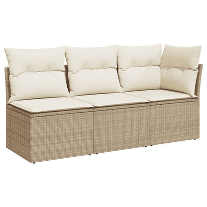 Divano da Giardino con Cuscini a 3 Posti Beige in Polyrattan - homemem39