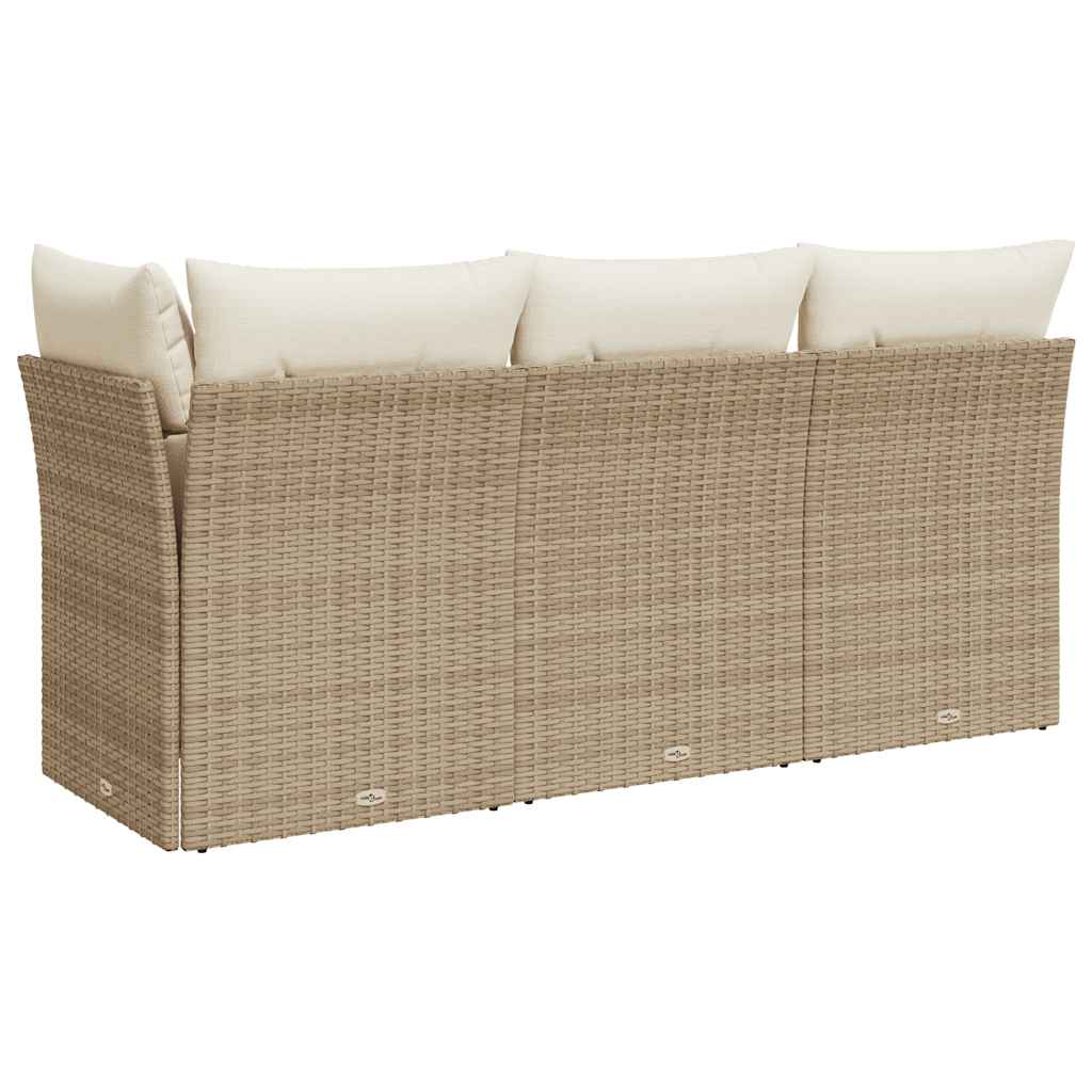 Divano da Giardino con Cuscini a 3 Posti Beige in Polyrattan - homemem39