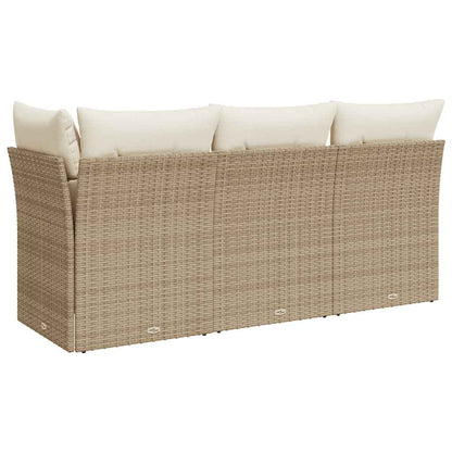 Divano da Giardino con Cuscini a 3 Posti Beige in Polyrattan - homemem39