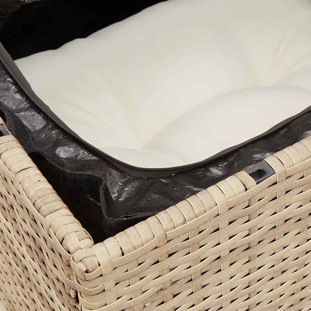Divano da Giardino con Cuscini a 3 Posti Beige in Polyrattan | homemem39