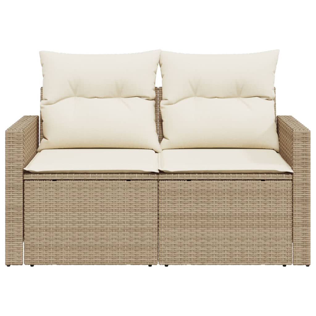 Divano da Giardino con Cuscini a 2 Posti Beige in Polyrattan | homemem39