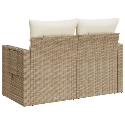Divano da Giardino con Cuscini a 2 Posti Beige in Polyrattan | homemem39