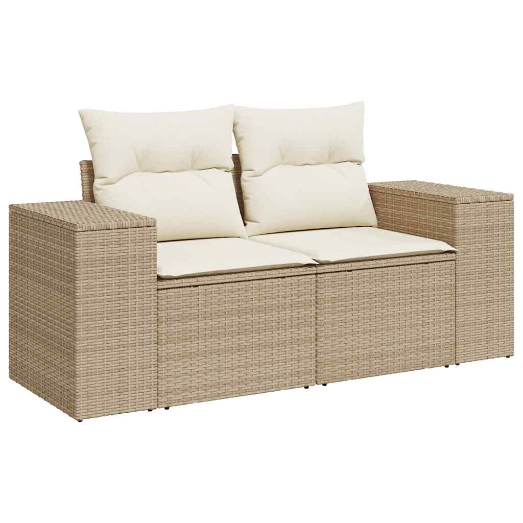 Divano da Giardino con Cuscini a 2 Posti Beige in Polyrattan - homemem39