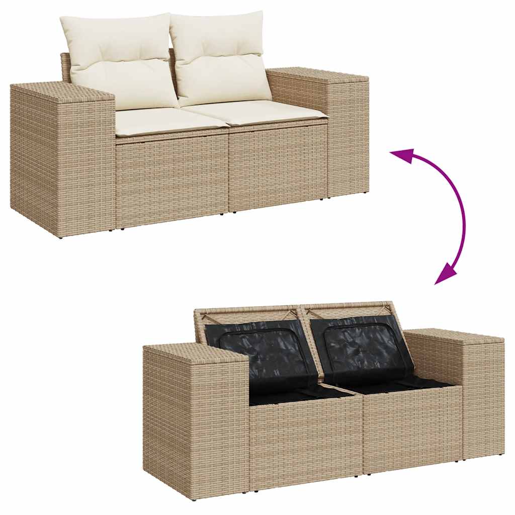 Divano da Giardino con Cuscini a 2 Posti Beige in Polyrattan - homemem39