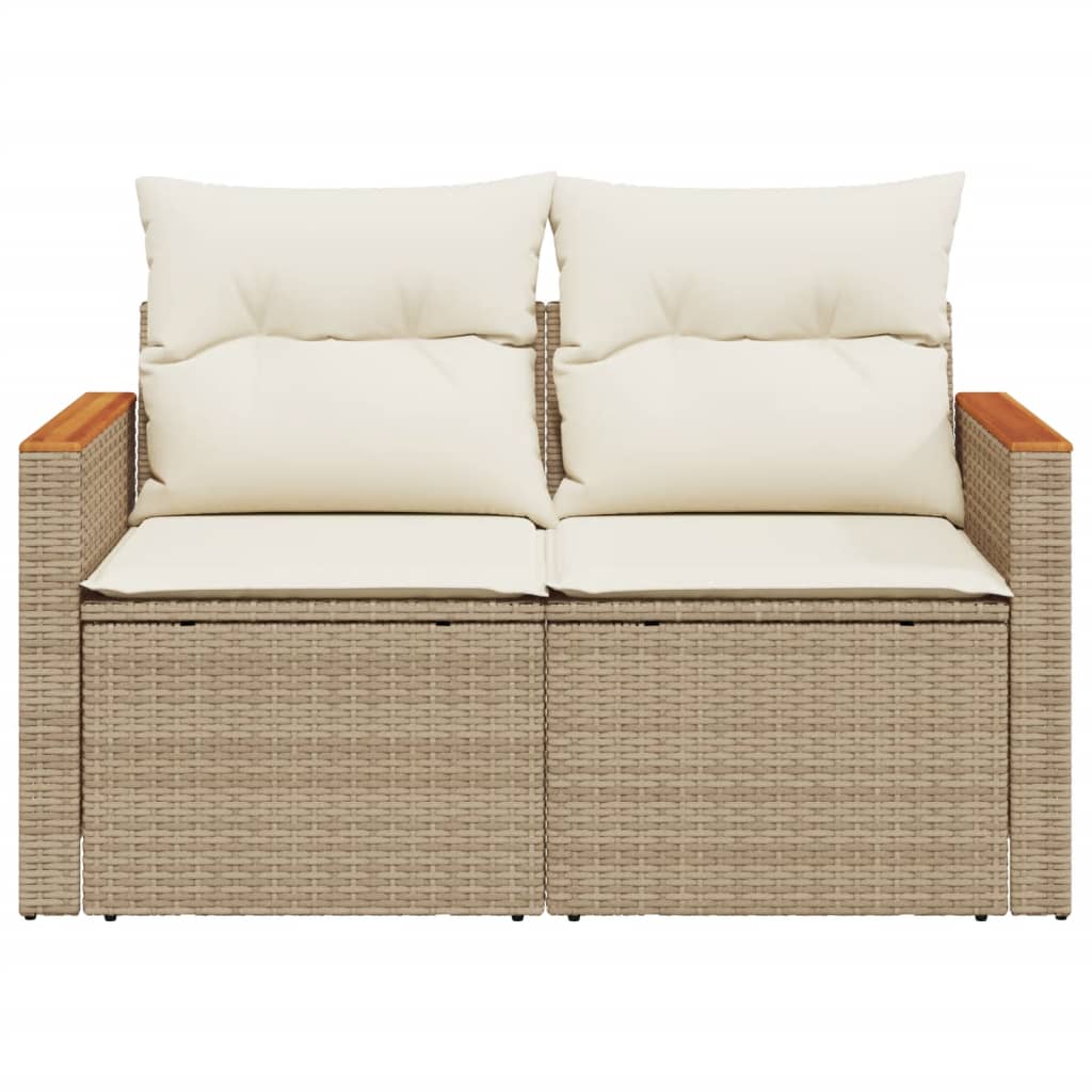 Divano da Giardino con Cuscini a 2 Posti Beige in Polyrattan - homemem39