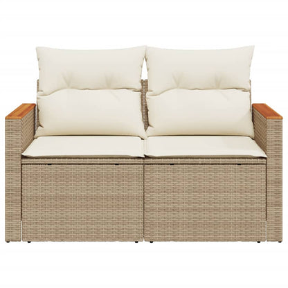 Divano da Giardino con Cuscini a 2 Posti Beige in Polyrattan - homemem39