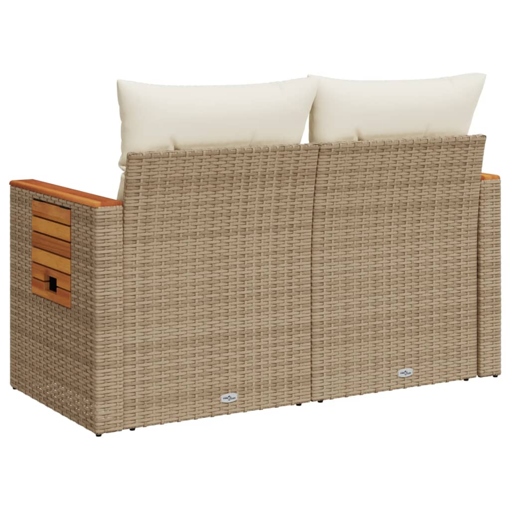 Divano da Giardino con Cuscini a 2 Posti Beige in Polyrattan - homemem39
