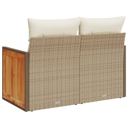 Divano da Giardino con Cuscini a 2 Posti Beige in Polyrattan - homemem39